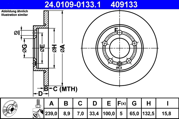 Disque de frein ATE 24.0109-0133.1