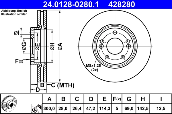 Disque de frein ATE 24.0128-0280.1