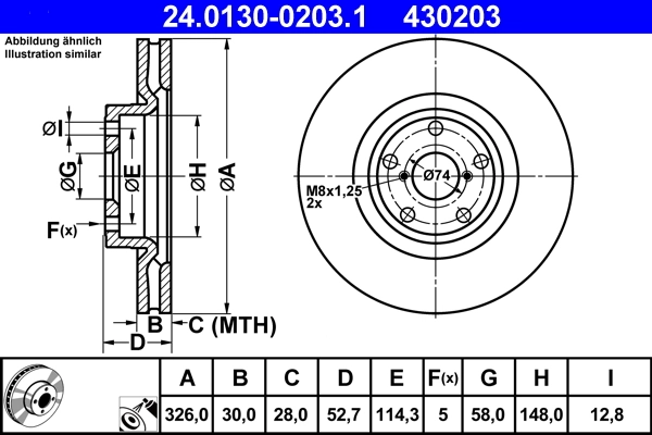 Disque de frein ATE 24.0130-0203.1