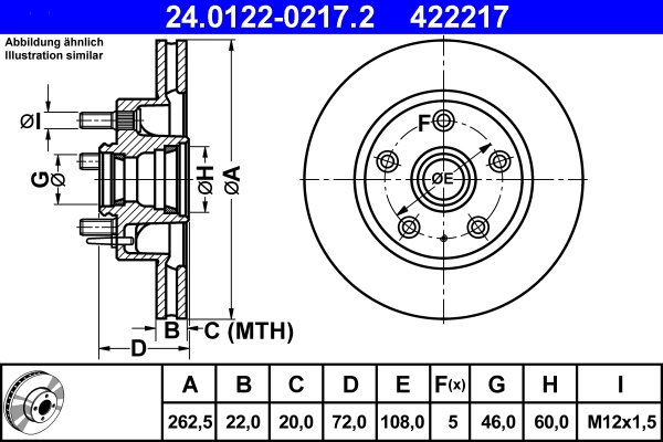 Disque de frein ATE 24.0122-0217.2