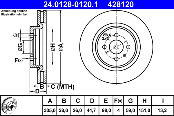 Disque de frein ATE 24.0128-0120.1