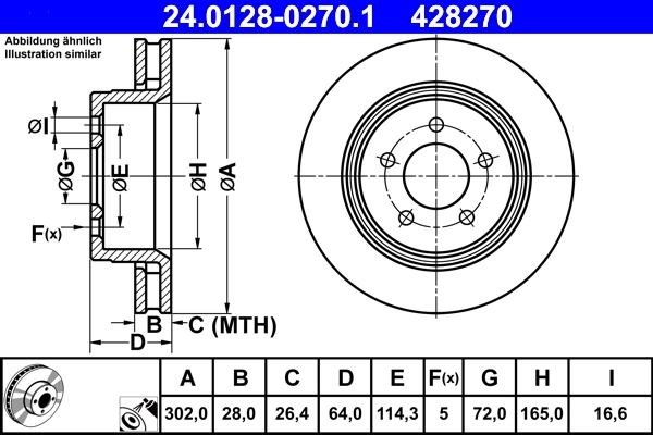 Disque de frein ATE 24.0128-0270.1