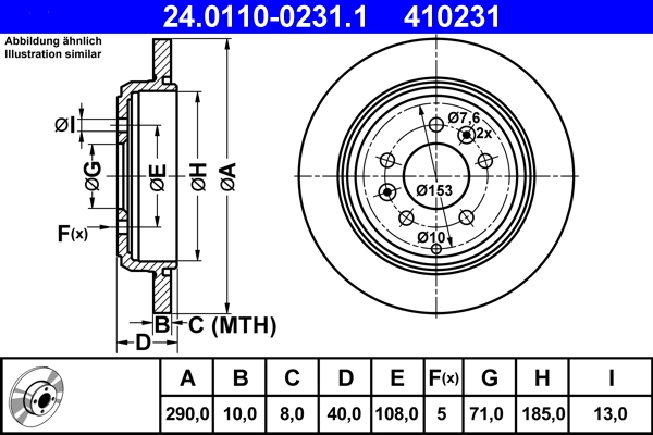 Disque de frein ATE 24.0110-0231.1