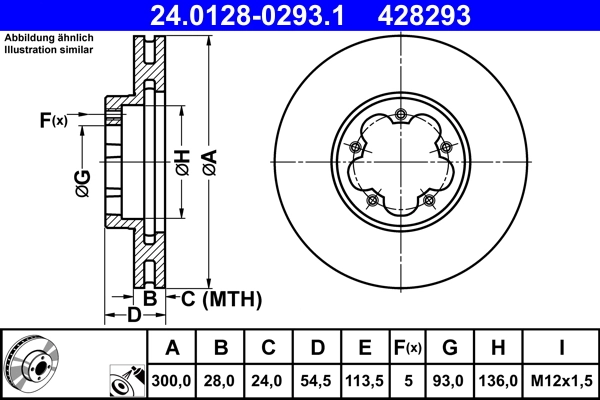 Disque de frein ATE 24.0128-0293.1