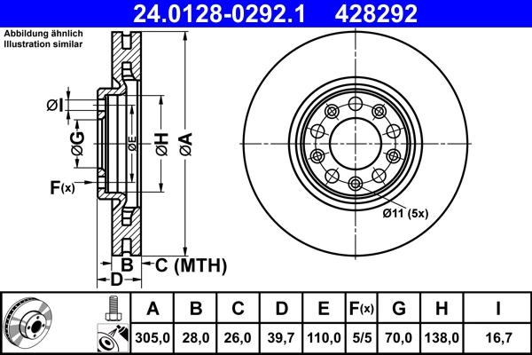 Disque de frein ATE 24.0128-0292.1