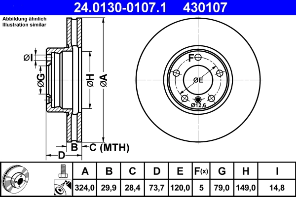 Disque de frein ATE 24.0130-0107.1