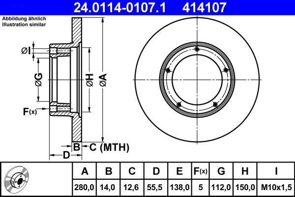 Disque de frein ATE 24.0114-0107.1