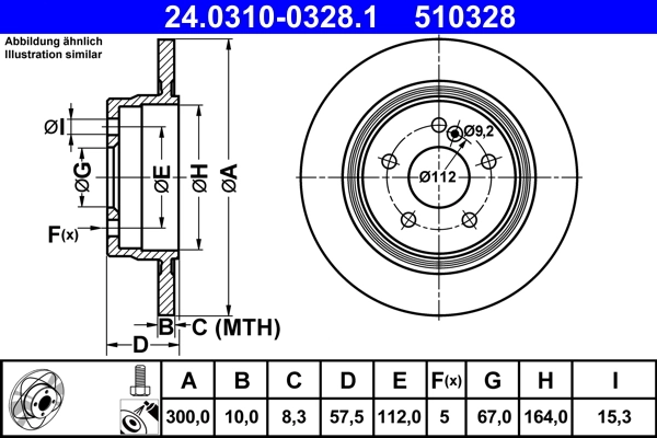 Disque de frein ATE 24.0310-0328.1