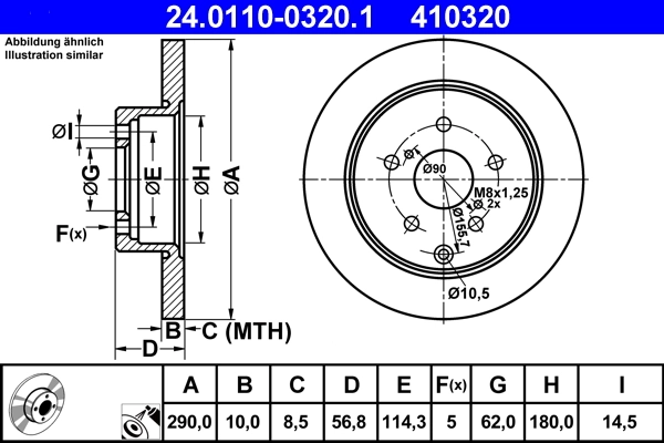 Disque de frein ATE 24.0110-0320.1