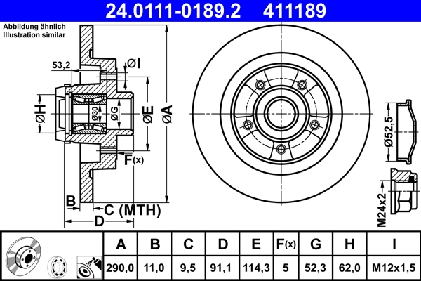 Disque de frein ATE 24.0111-0189.2