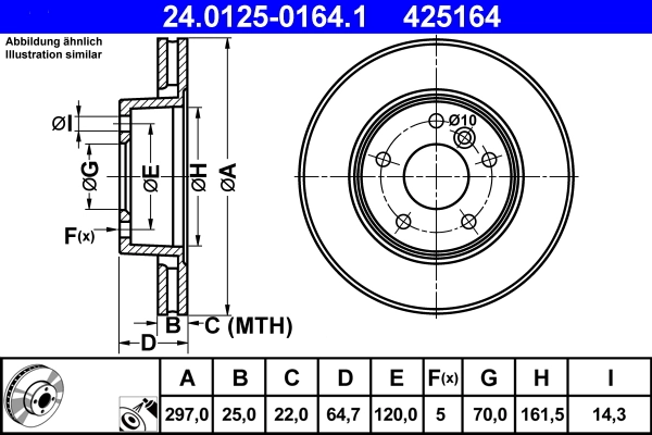 Disque de frein ATE 24.0125-0164.1