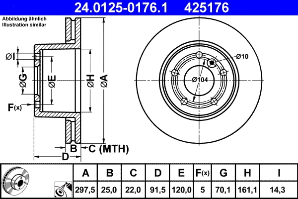 Disque de frein ATE 24.0125-0176.1