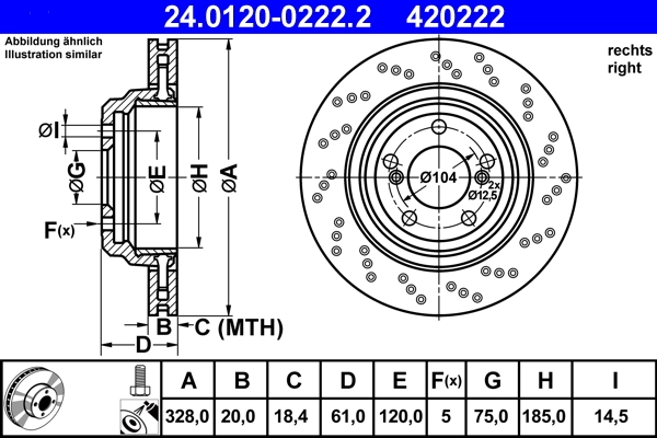 Disque de frein ATE 24.0120-0222.2
