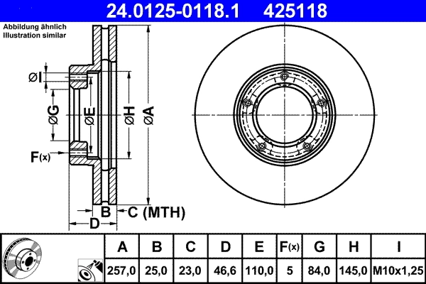 Disque de frein ATE 24.0125-0118.1