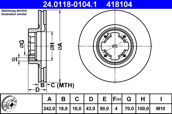 Disque de frein ATE 24.0118-0104.1