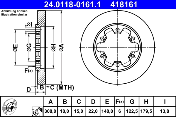 Disque de frein ATE 24.0118-0161.1