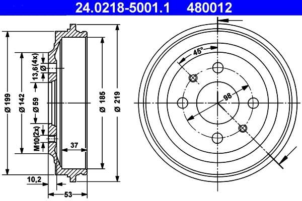 Tambour de frein ATE 24.0218-5001.1