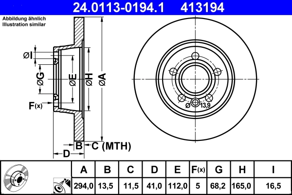 Disque de frein ATE 24.0113-0194.1
