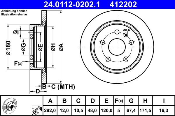 Disque de frein ATE 24.0112-0202.1