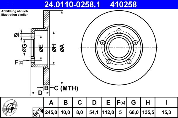 Disque de frein ATE 24.0110-0258.1
