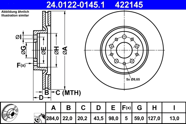 Disque de frein ATE 24.0122-0145.1