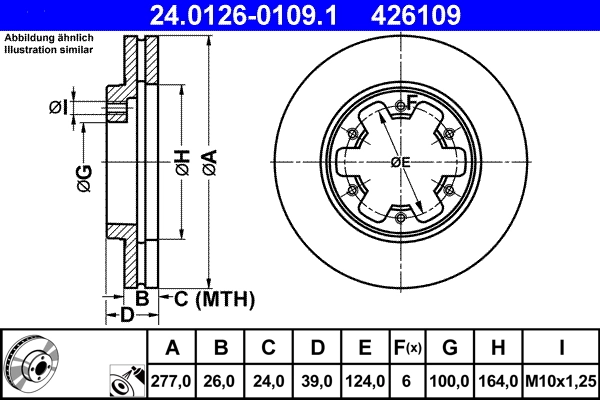 Disque de frein ATE 24.0126-0109.1
