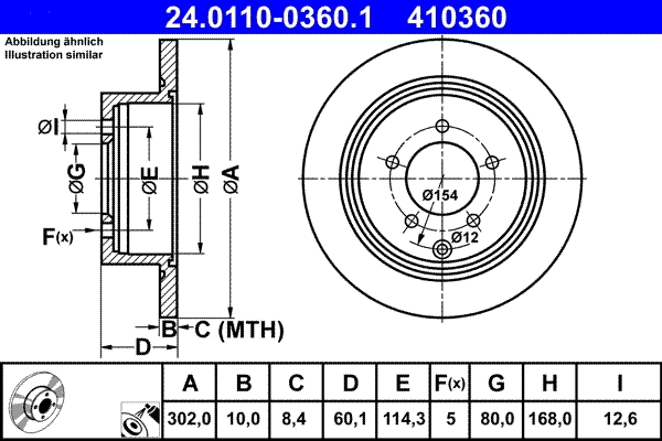 Disque de frein ATE 24.0110-0360.1