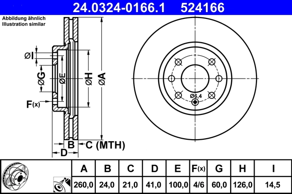 Disque de frein ATE 24.0324-0166.1