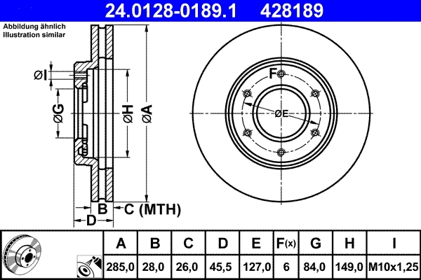 Disque de frein ATE 24.0128-0189.1