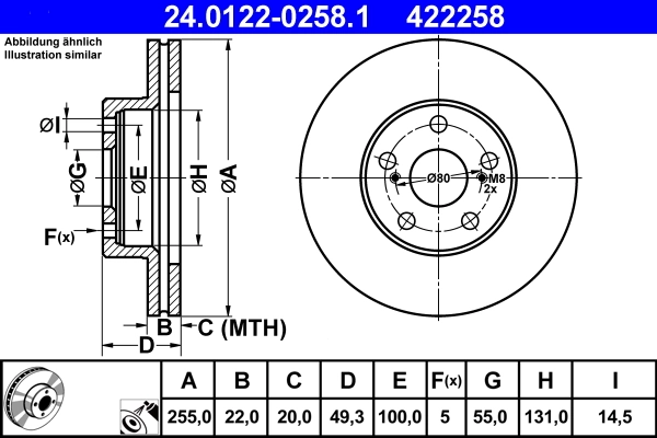 Disque de frein ATE 24.0122-0258.1