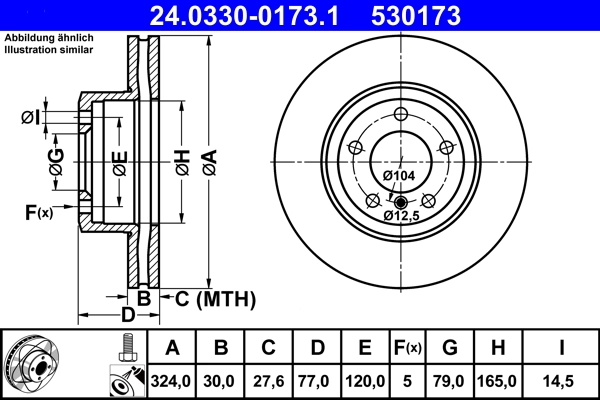 Disque de frein ATE 24.0330-0173.1