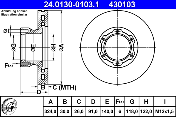 Disque de frein ATE 24.0130-0103.1