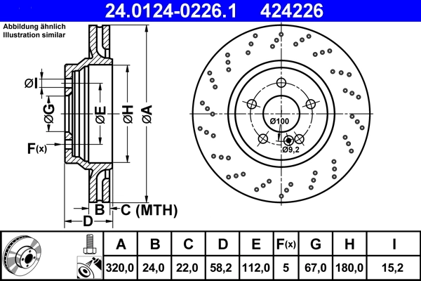 Disque de frein ATE 24.0124-0226.1