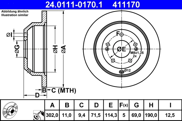Disque de frein ATE 24.0111-0170.1
