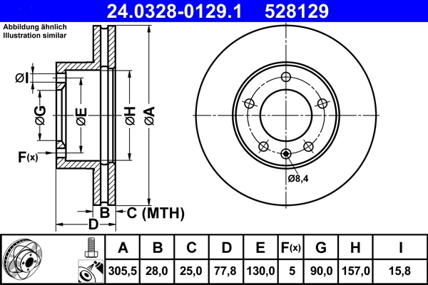 Disque de frein ATE 24.0328-0129.1