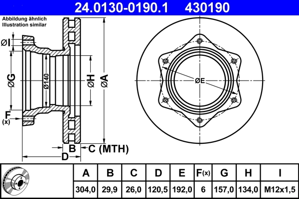 Disque de frein ATE 24.0130-0190.1