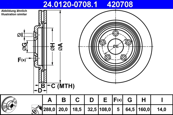 Disque de frein ATE 24.0120-0708.1