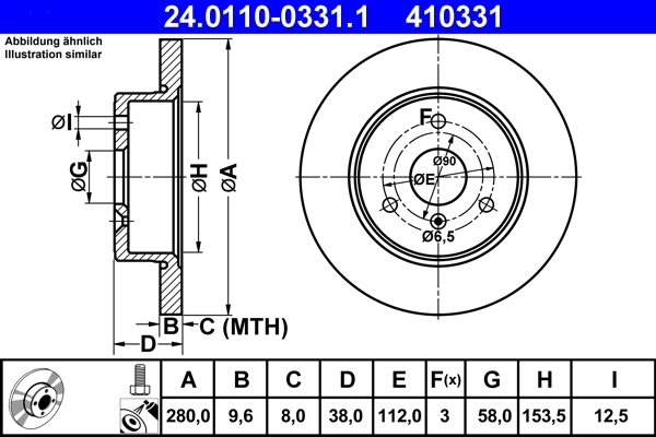 Disque de frein ATE 24.0110-0331.1