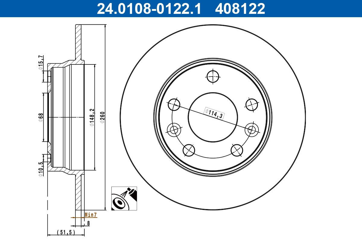 Disque de frein ATE 24.0108-0122.1