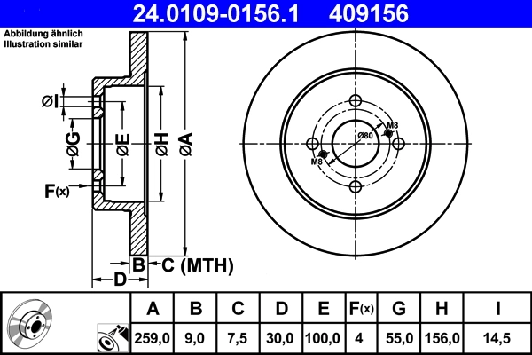 Disque de frein ATE 24.0109-0156.1