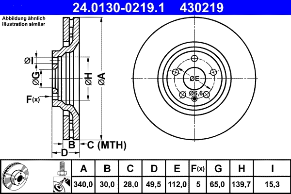 Disque de frein ATE 24.0130-0219.1