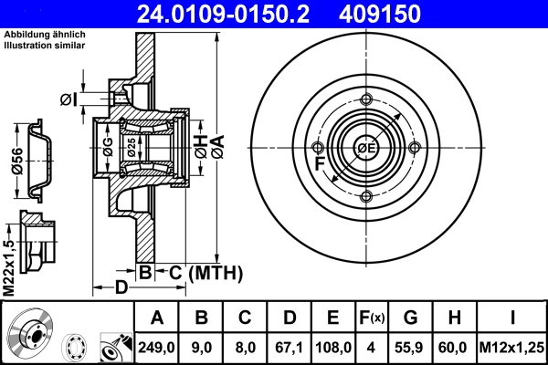 Disque de frein ATE 24.0109-0150.2