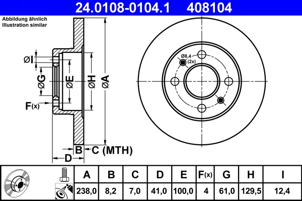 Disque de frein ATE 24.0108-0104.1