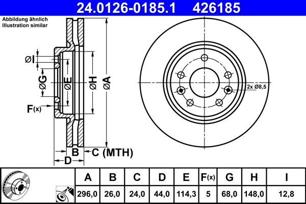 Disque de frein ATE 24.0126-0185.1