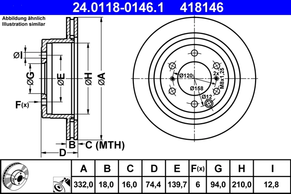 Disque de frein ATE 24.0118-0146.1