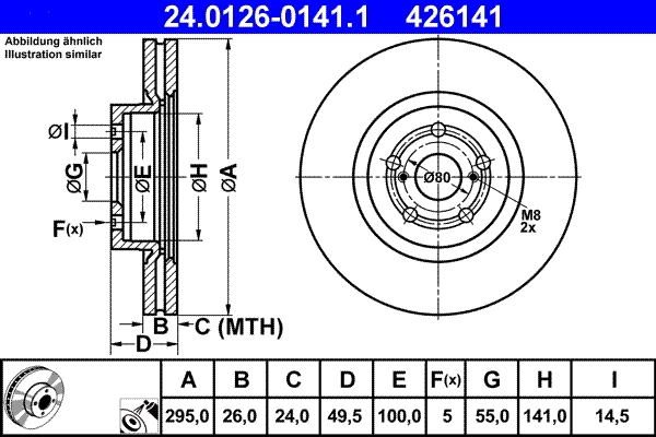 Disque de frein ATE 24.0126-0141.1