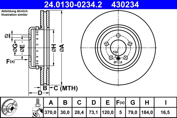 Disque de frein ATE 24.0130-0234.2
