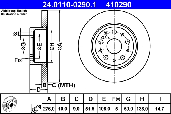 Disque de frein ATE 24.0110-0290.1