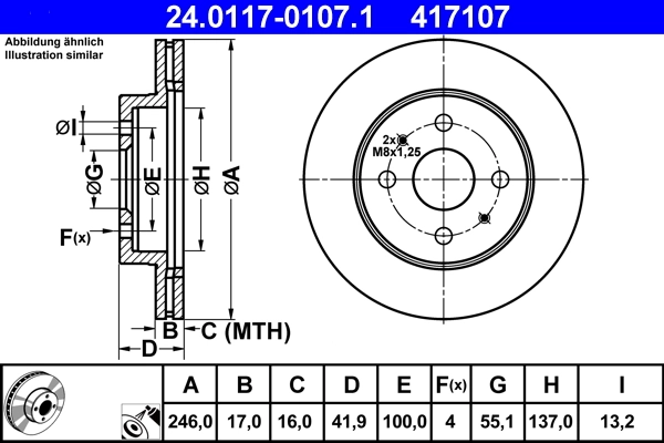 Disque de frein ATE 24.0117-0107.1