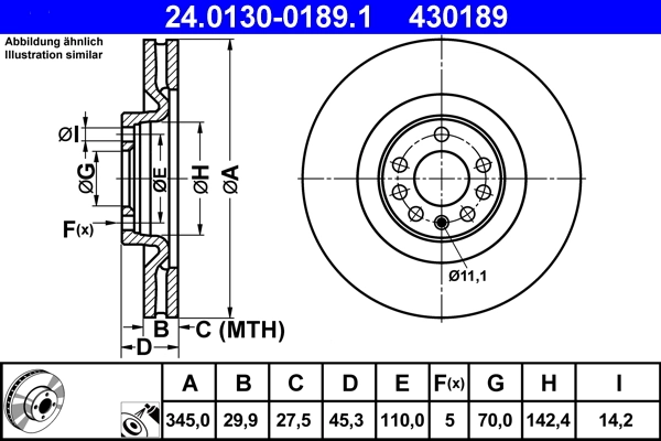 Disque de frein ATE 24.0130-0189.1